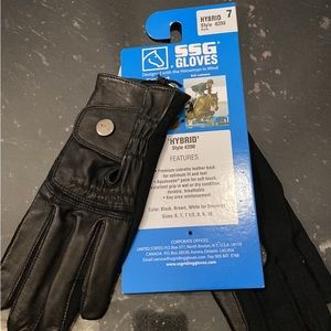 SSG black leather horseback riding show gloves